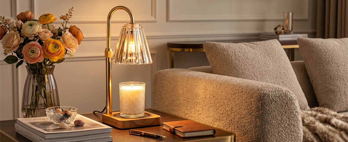 marycele candle warmer lamp with timer dimmer decor, Seamlessly blends into living room decor