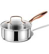 CAROTE 2Qt Stainless Steel Saucepan Set, Non-Toxic 3-Ply Stainless Steel Cookware Set with Lids, ...