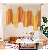 IOWER Macrame Wall Hanging Yellow Dip-Dyed Large For Living Room Boho Macrame Wall Decor 59" Wx37 L
