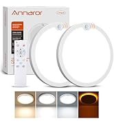Annaror 2Pack Motion Sensor Ceiling Light with Remote, Night Light 2000K, 8.7 Inch Wired Flush Mo...