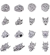 PH PandaHall Animal Head Spacer Beads, 40pcs 4 Styles Lion Wolf Leopard Dragon Head Beads Charms ...