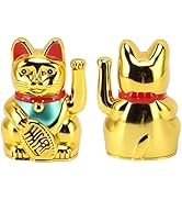 GOWENIC 4 Inch Lucky Cat Happiness and Wealth,Lucky Cat Waving Arm Bright Colors,Good Luck Cat Ba...