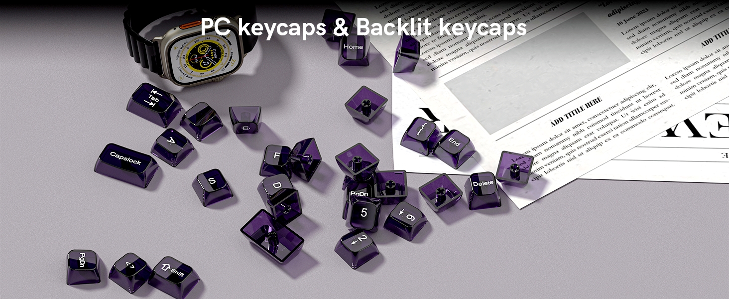 Clear keycaps,Transparent Keyboard keycaps,Jelly Key caps Set,Shine Through keycap,MDA Profile caps