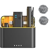 2 in 1 Professional Wireless Lavalier Microphone for iPhone iPad Android with Charging Case Noise...