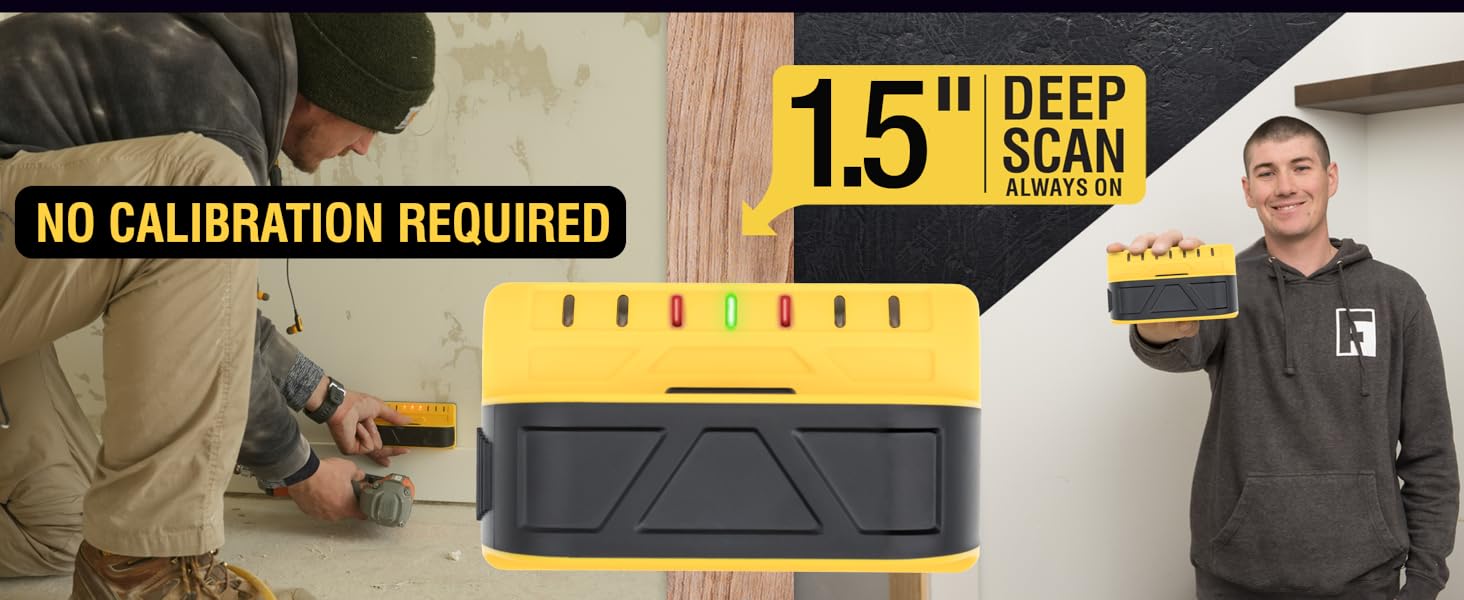 The M70 stud finder requires no calibration and detects up to 1.5&amp;#34; deep over drywall