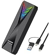GODO M.2 NVMe/SATA SSD Enclosure with RGB,Portable USB C to M.2 Nvme SSD External Enclosure Adapt...