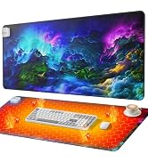 Heated Desk Pad, Heated Mouse Pad – Desk Mat, Large Warm Desk Pad with 3 Levels Heating &amp; 4 Hours...