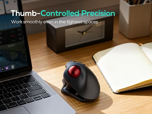Nulea M511 Wireless Trackball Mouse, Rechargeable Ergonomic Thumb-Control Mouse with Tilt Stand