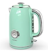 KitchMix Electric Tea Kettles1500W for Boiling Water, 1.7L Stainless Steel Tea Kettle with Thermo...