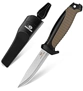 Mossy Oak Fixed Blade Outdoor Knife with Sheath, 4-inch Stainless Steel Drop Point Blade, Outdoor...