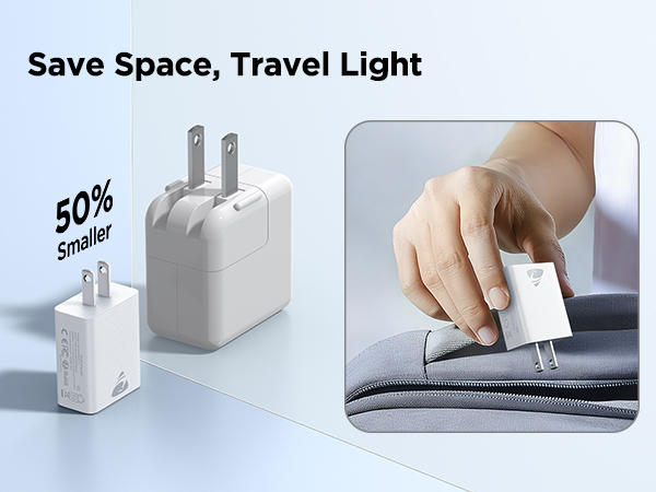 The usb c charging block charger's compact and portable design effectively saves you space