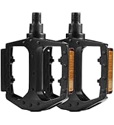 Black Aluminum Bike Pedals for Adult, Flat Pedals Wide Platform Road Bicycle Pedals 9/16 Inch wit...