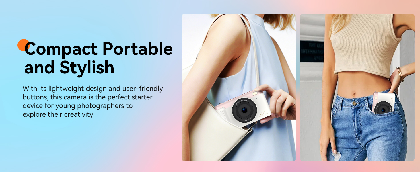 4k digital camera for teenagers photography autofocus pink foldable flip screen