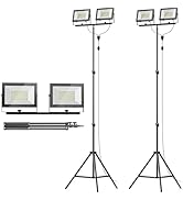 LIVOWALNY 22000 lm LED Work Light with Stand Pack of 2, 220W 2 Adjustable Head Tower Light with 1...