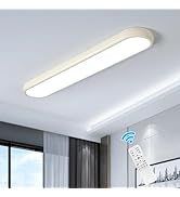 Qcyuui Dimmable LED Ceiling Light with Remote,39.4 in Long Ceiling Light Fixture,Modern Flush Mou...