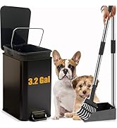 Metal Dog Pooper Scooper for Yard - 3.2Gal Dog Poop Trash Can Outside with Pedal - Pet Waste Cont...