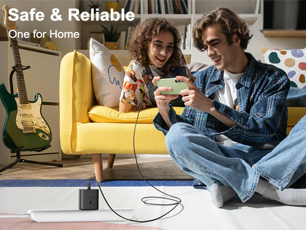 the long cable lets you charge comfortably wherever you are.
