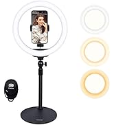 Xeneo 10" Desktop Selfie Ring Light with Stand and Phone Holder for iPhone Android, 3 Light Modes...