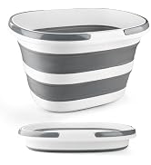 Collapsible Mop Bucket with Handle for Cleaning, 16L(4.2 Gallon) Silicone Square Mopping Bucket f...