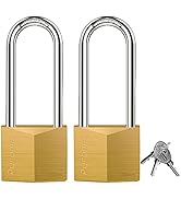 Puroma 2 Pack Keyed Padlock Waterproof Solid Brass Lock, 2.6 Inch Long Shackle for Sheds, Storage...