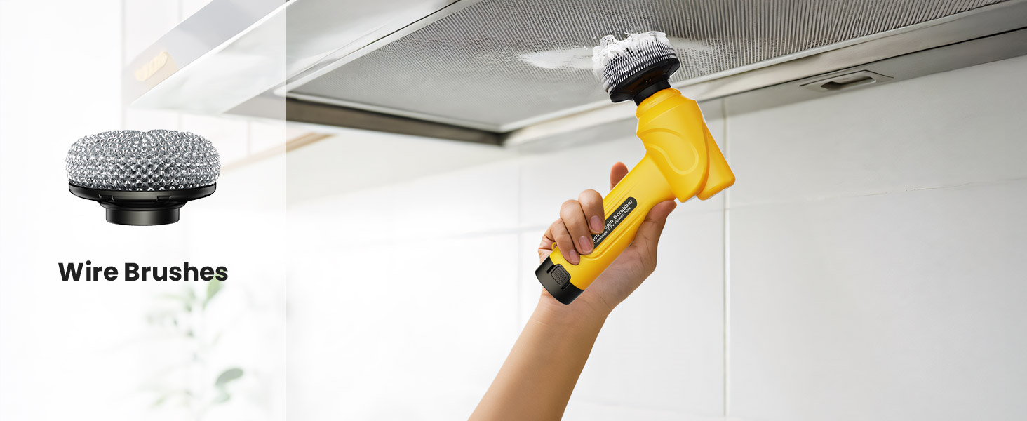 electric spin scrubber with metal brush