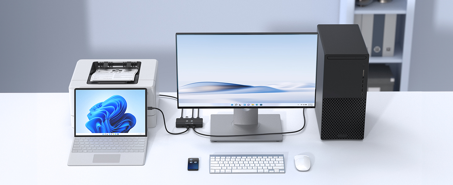 USB C switcher for 2 computers, supporting 10Gbps data transfer across four ports