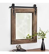 AAZZKANG Rustic Wood Mirror Rectangle Decorative Wall Mirrors Large with Frame for Bedroom Living...