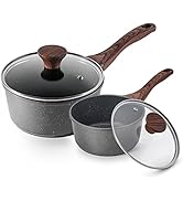 SENSARTE Nonstick Sauce Pan with Lid Saucepan Set, Swiss Granite Coating Sauce Pot Kitchen Cookin...