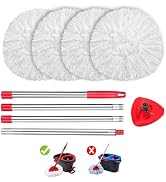Adaptedfor 4 Pack EasyWring Microfiber Spin Mop Replacement Set-1 Triangle Mop Base,30-58in Mop H...