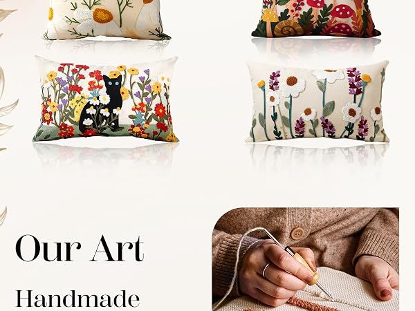 Embroidered Throw Pillow Covers