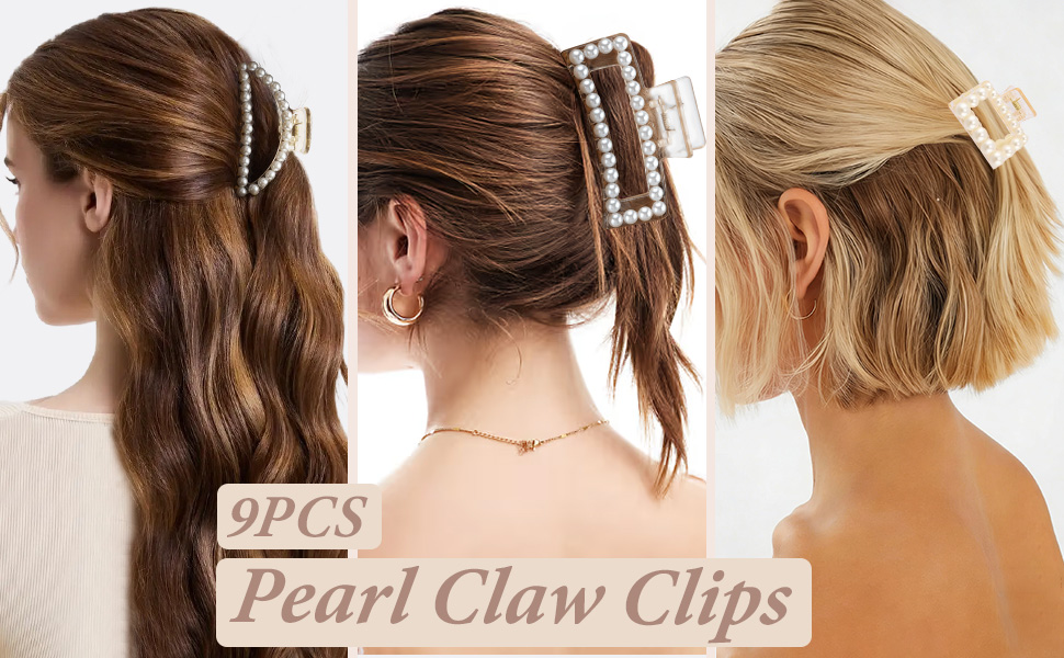 9pcs Pearl Claw clips Set