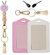 Obookey Teacher Lanyards for ID Badges - Teacher Lanyard with ID Holder, Purple Daisy Silicone Be...