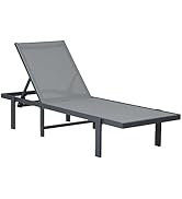 Aluminum Chaise Lounge Chair Outdoor, Patio Lounge Chair with Adjustable 5-Position Recliner and ...