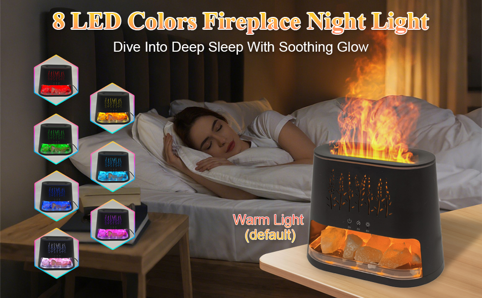 8 LED Colors Fireplace Night Light