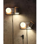 TORCHSTAR Metal Wall Mounted Reading Light, Dual-Head Plug in Bedside Lights, Max 20W LED Per Lig...