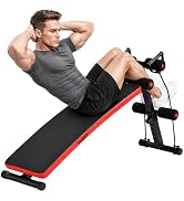 iMustech Adjustable Decline Ab Bench Foldable Sit Up Bench for Home Gym Extended Backrest Core Tr...