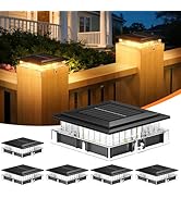 ENSLI 4x4 Solar Post Cap Lights Outdoor, 6 Pack Fence Post Solar Lights with Warm Light Mode, Wat...