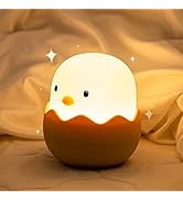 QANYI Egg Nightlight for Baby Nursery, Soft Kawaii Small Chicken Table Lamp with Rechargeable and...