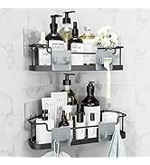 Orimade Corner Shower Caddy Organizer Basket with Hooks Adhesive No Drilling Wall Mount Bathroom ...