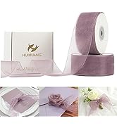 HUIHUANG Dusty Rose Organza Ribbon 1-1/2 inch Dark Rose Shimmer Sheer Ribbon Mauve Organza Fabric...