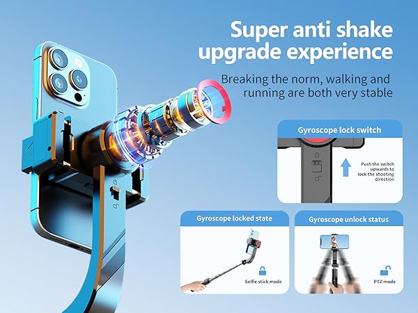 Gimbal Stabilizer for Smartphone ,with Retractable Selfie Stick and Tripod,
