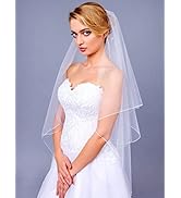 Latious 2 Tier Wedding Bride Veil Ivory Short Bridal Tulle Veils with Comb for Brides and Women (...