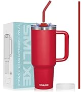 SMLIXE 40 oz Tumbler with Handle and Straw Lid,Insulated Reusable Stainless Steel Water Bottle Tr...