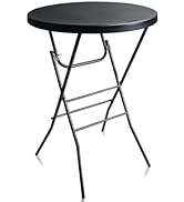 Byliable 32in Cocktail Table Black High Top Folding, Portable Bar Height Folding Table Round with...