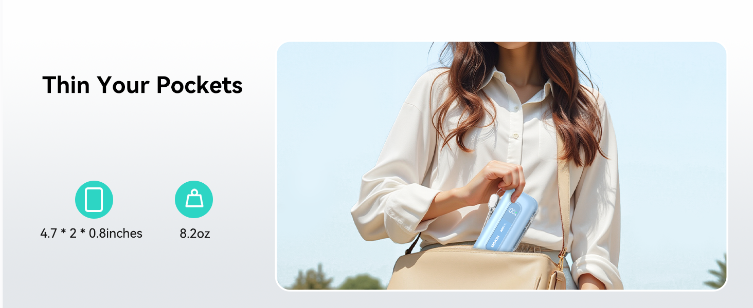  Portable Power Bank with Retractable USB C Cables