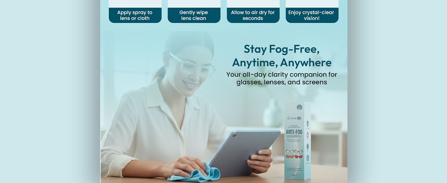 Stay fog-free anytime, anywhere. Easy steps for crystal-clear vision on glasses, lenses, and screens