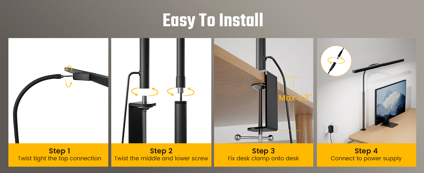 easy setup desk lamp with clamp