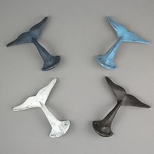 whale tail wall hook blue brown white