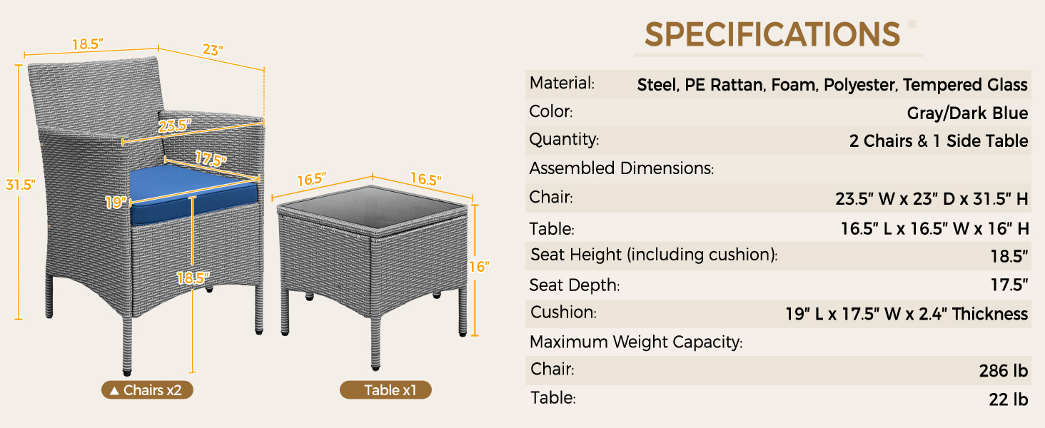 3-Piece Rattan Furniture Set
