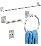 Brushed Nickel Bathroom Accessories Set, KLJKPA 4 Pieces Bathroom Hardware Set, 24 inch Towel Bar...